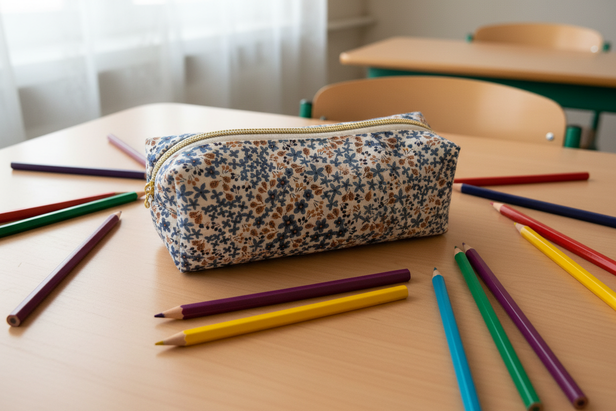 Trousse bleue vue côté