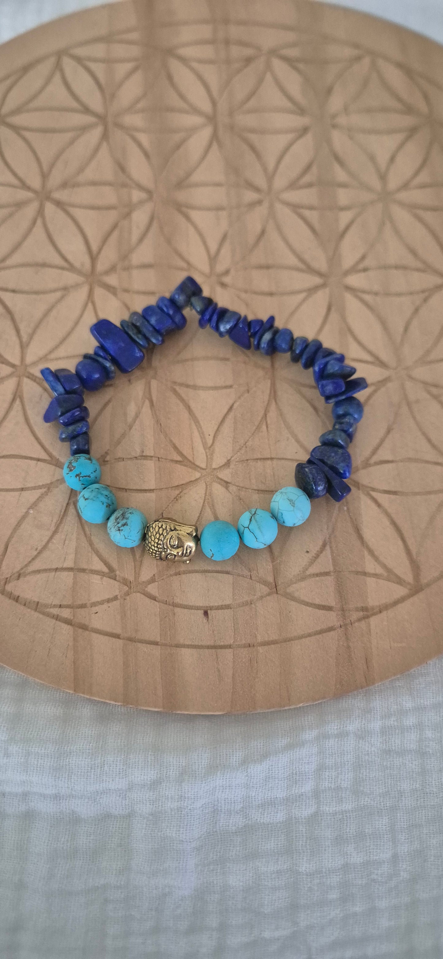 Bracelet "Sagesse & Sérénité" – Lapis-Lazuli, Turquoise & Bouddha