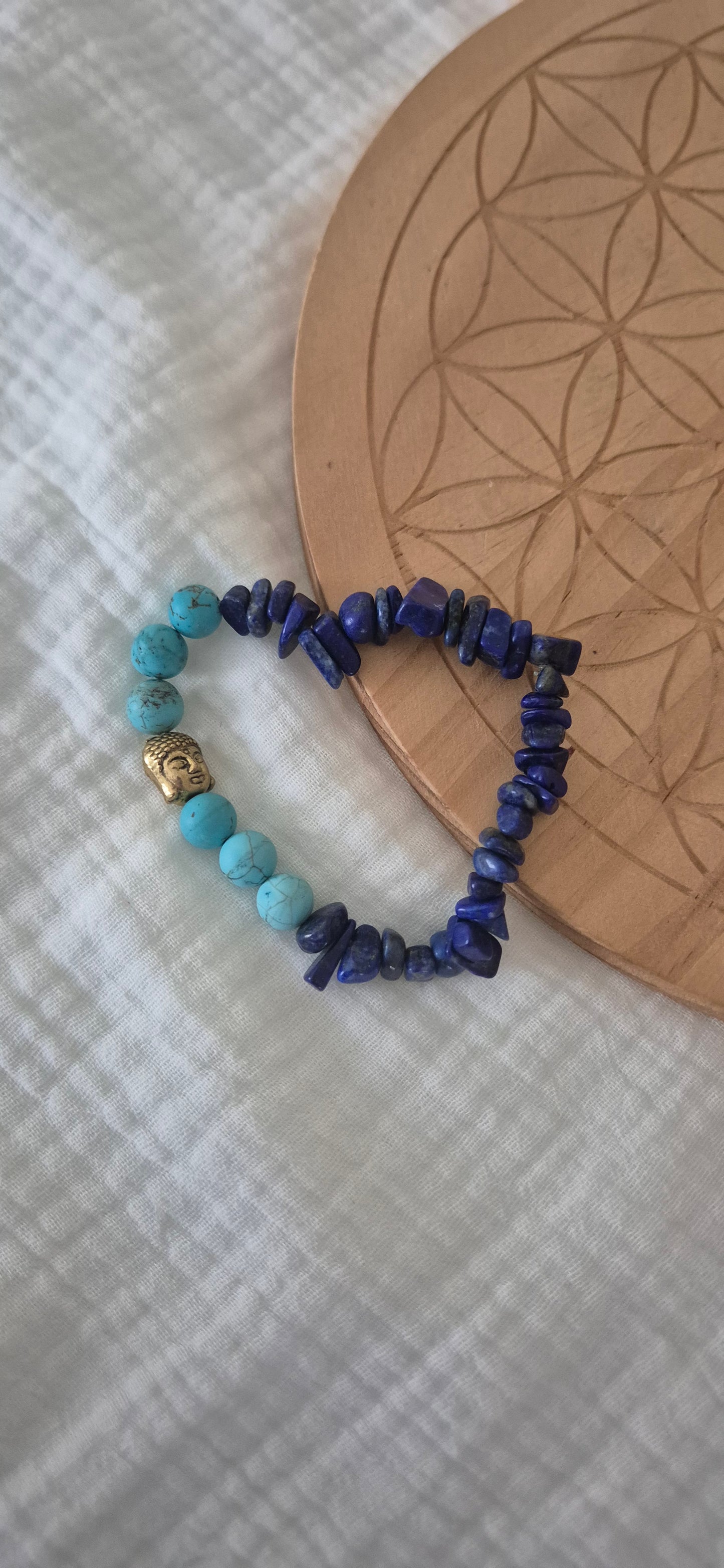 Bracelet "Sagesse & Sérénité" – Lapis-Lazuli, Turquoise & Bouddha