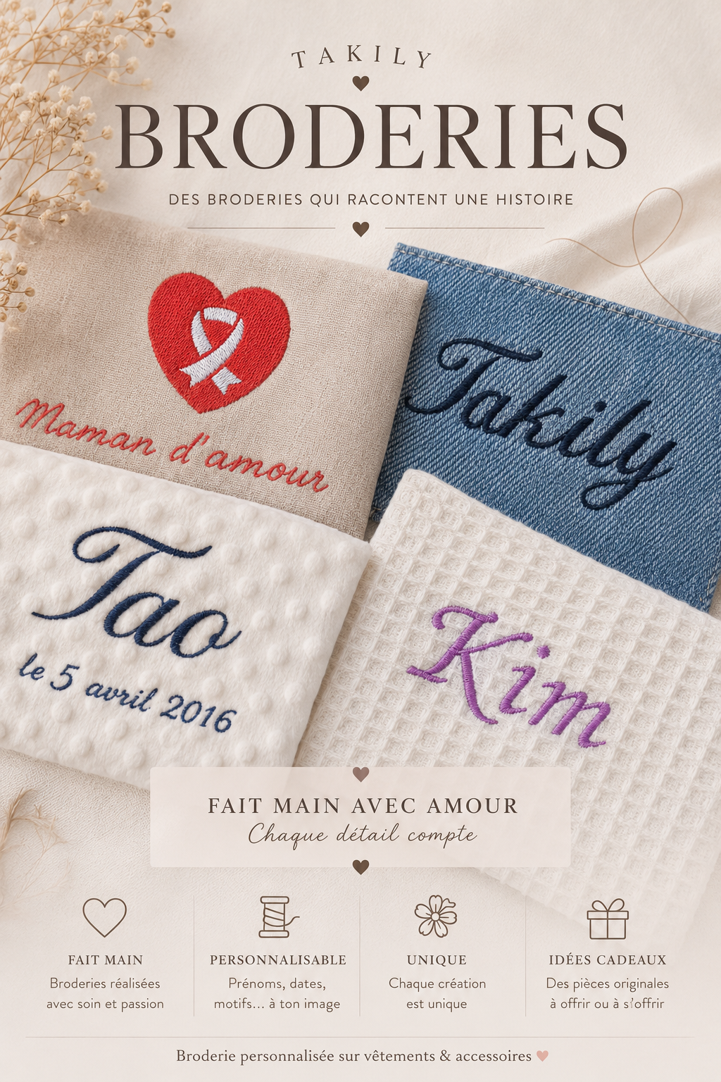 Custom creation made to order — Hand-sewn & embroidered