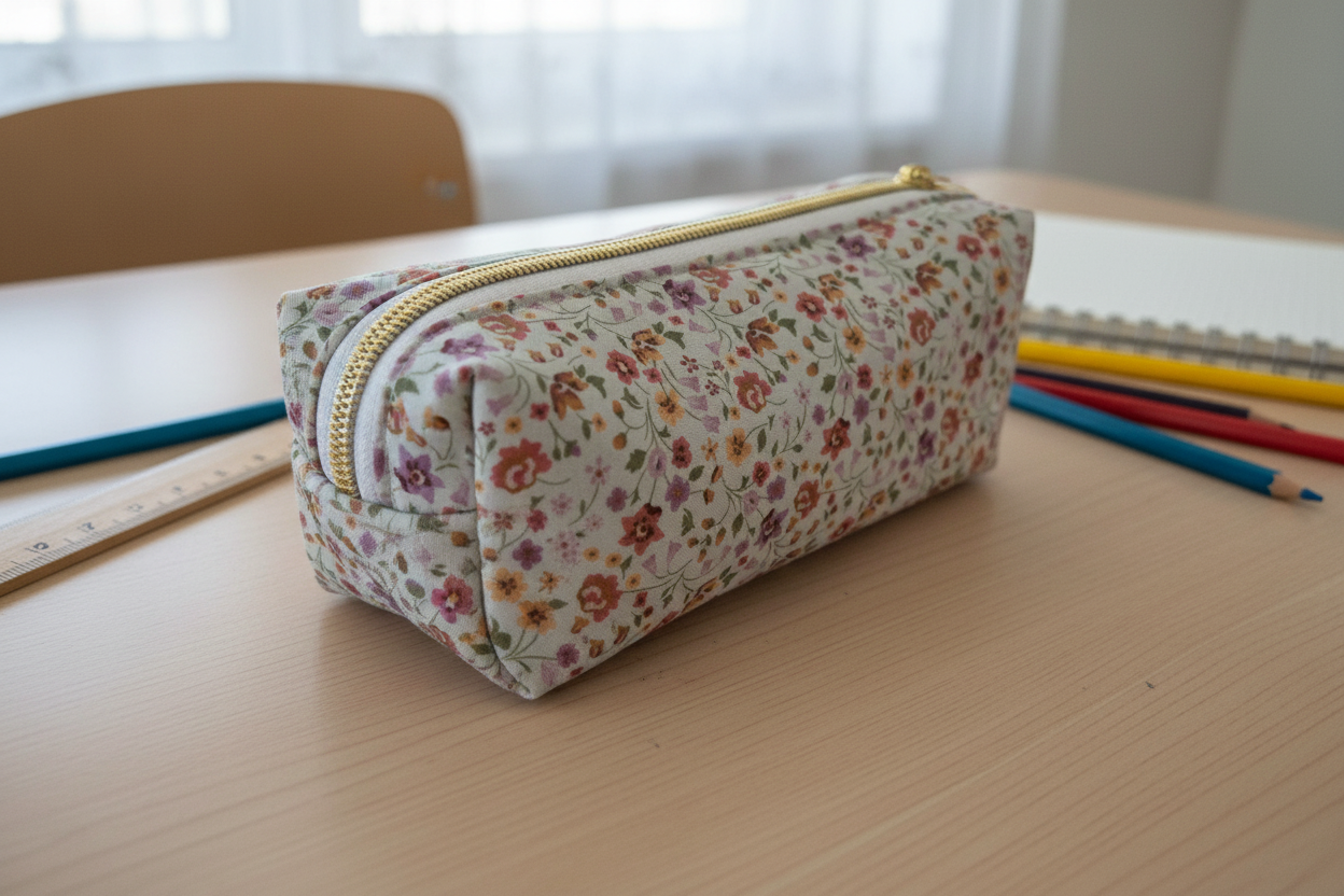 Lot Fin d'année – Trousse fleurie + Porte-clé personnalisé