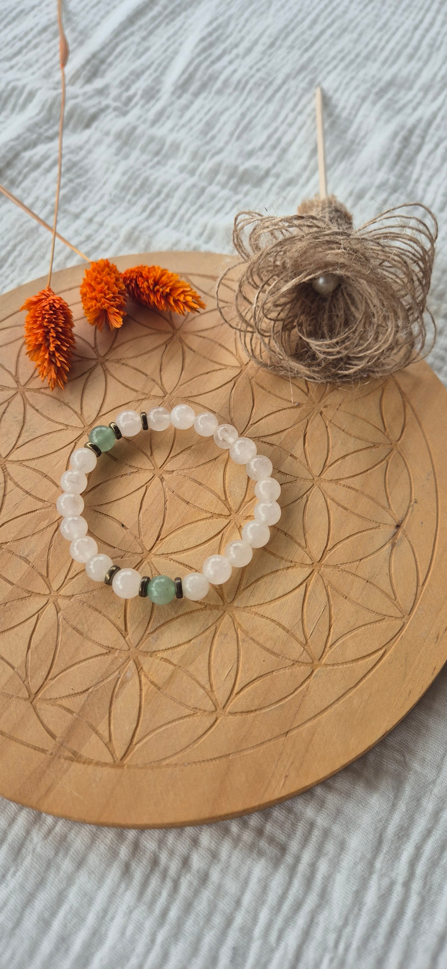 "Sweetness & Harmony" Bracelet – Rose Quartz, Aventurine & White Jade