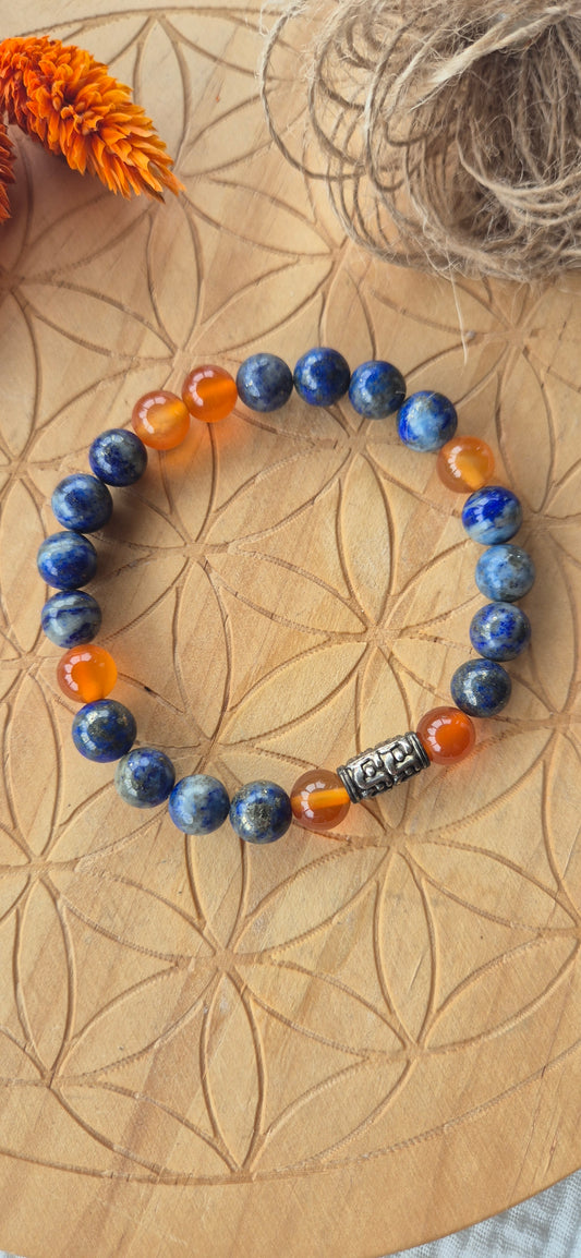 "Audacity & Intuition" Bracelet – Lapis Lazuli & Carnelian