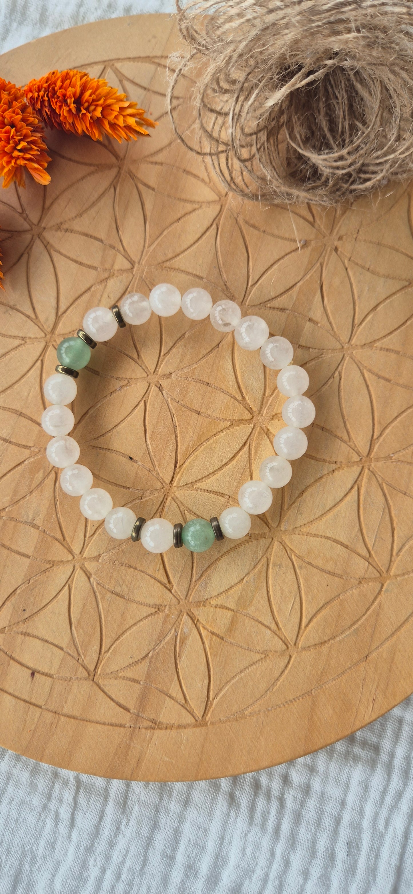 "Sweetness & Harmony" Bracelet – Rose Quartz, Aventurine & White Jade