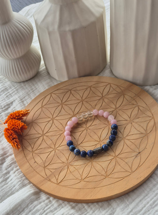 Bracelet "Amour & Sagesse" – Lapis-Lazuli, Kunzite & Cristal de Roche