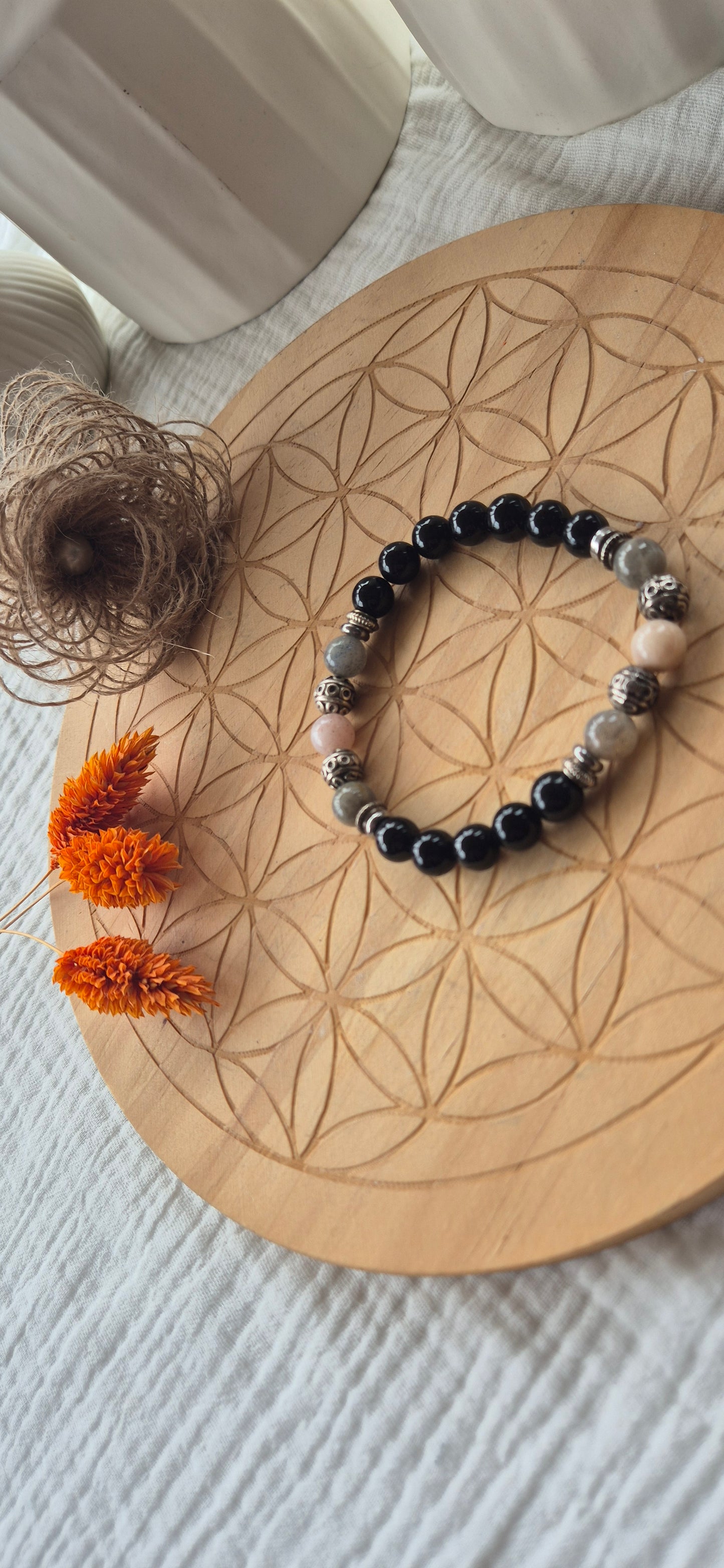 "Anchor & Light" Bracelet – Tourmaline, AAA Labradorite & Moonstone