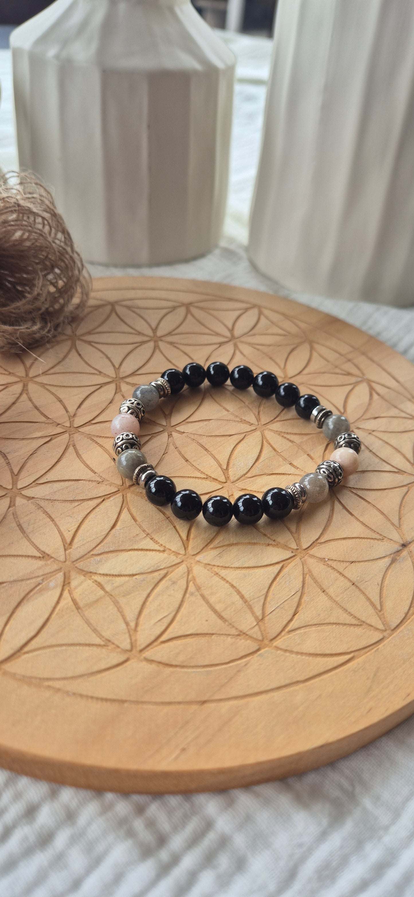 "Anchor & Light" Bracelet – Tourmaline, AAA Labradorite & Moonstone
