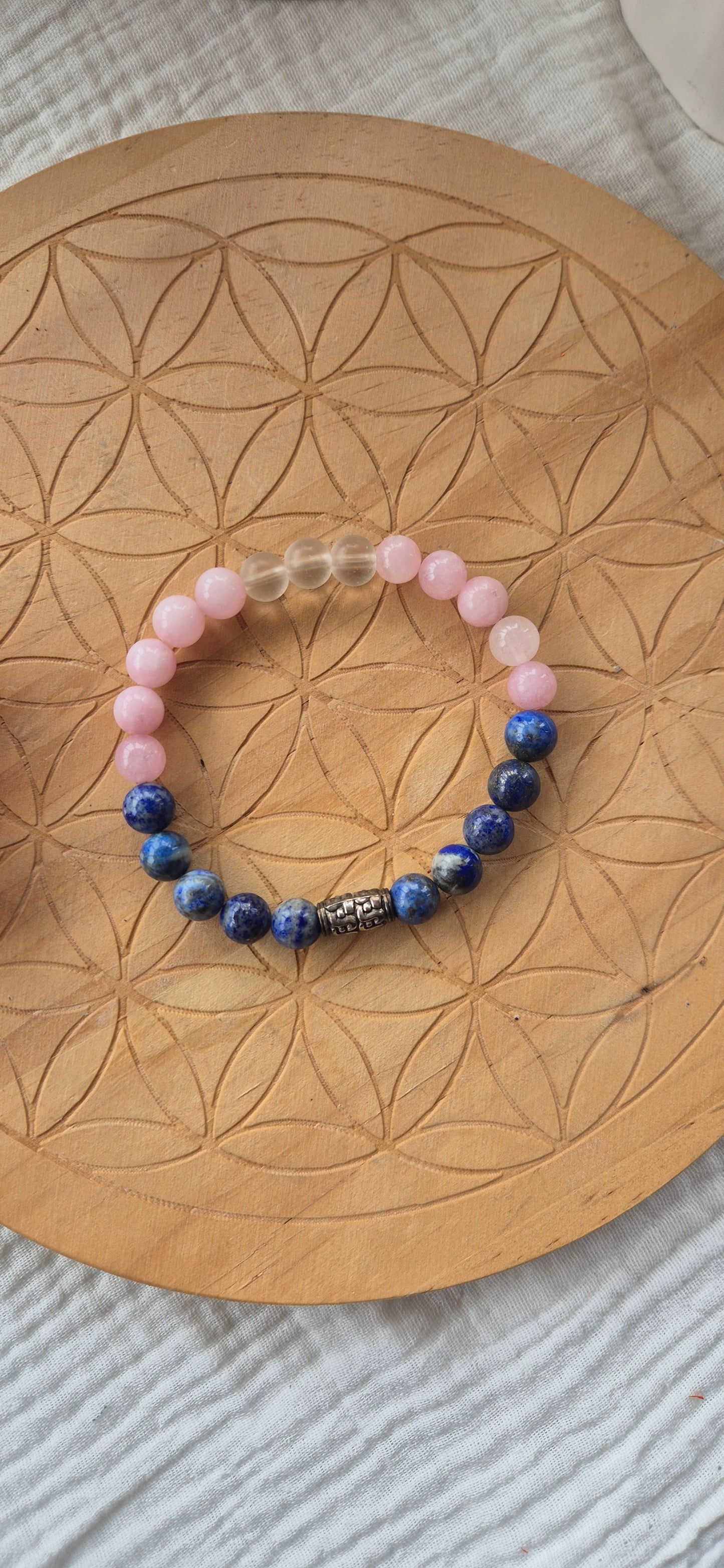 "Love & Wisdom" Bracelet – Lapis Lazuli, Kunzite & Rock Crystal