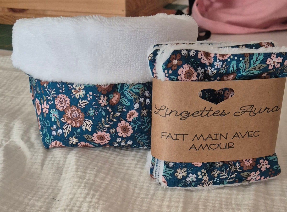 Lingettes Aura + Panière Romy — Éclat Floral