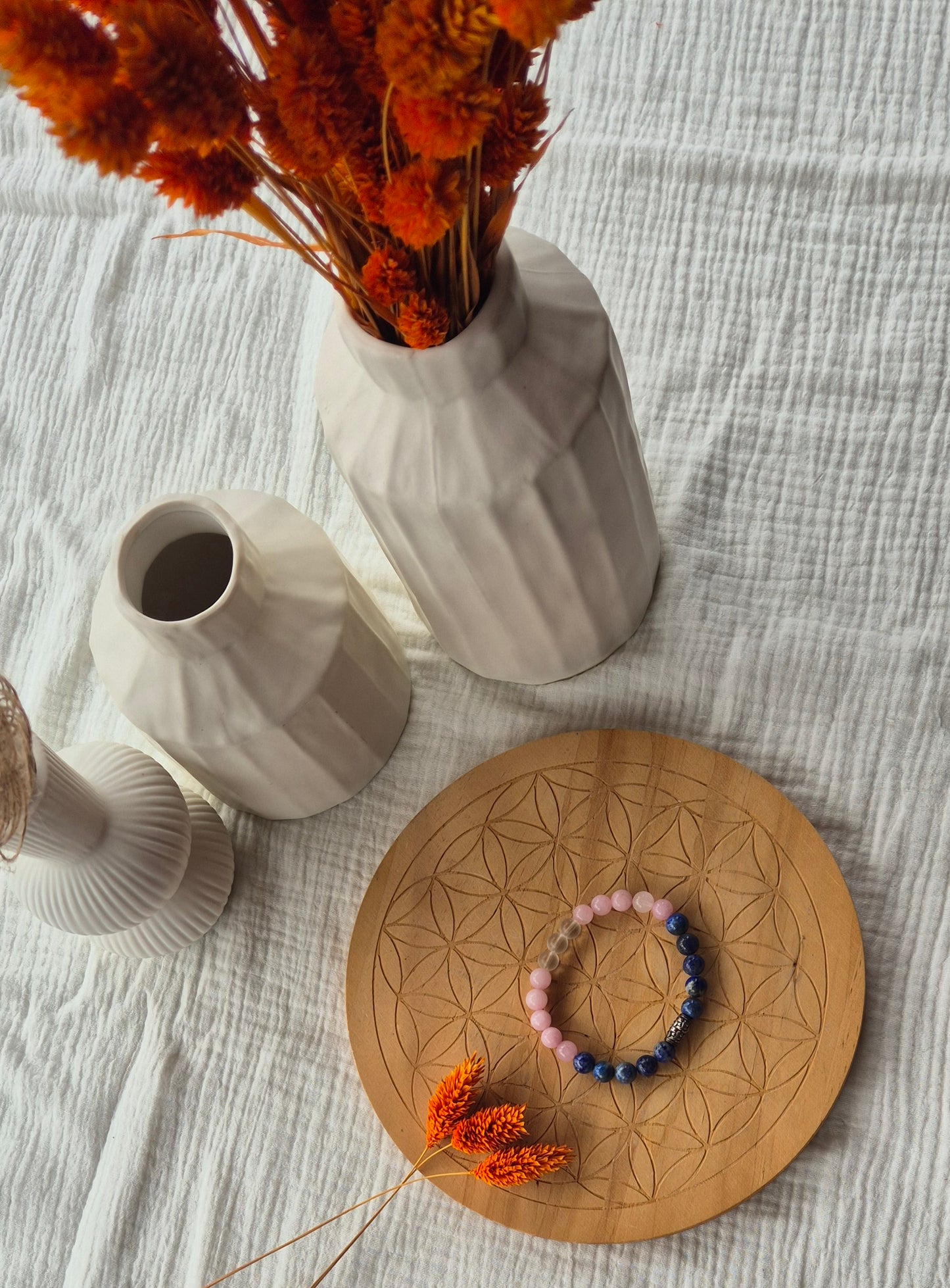 "Love & Wisdom" Bracelet – Lapis Lazuli, Kunzite & Rock Crystal