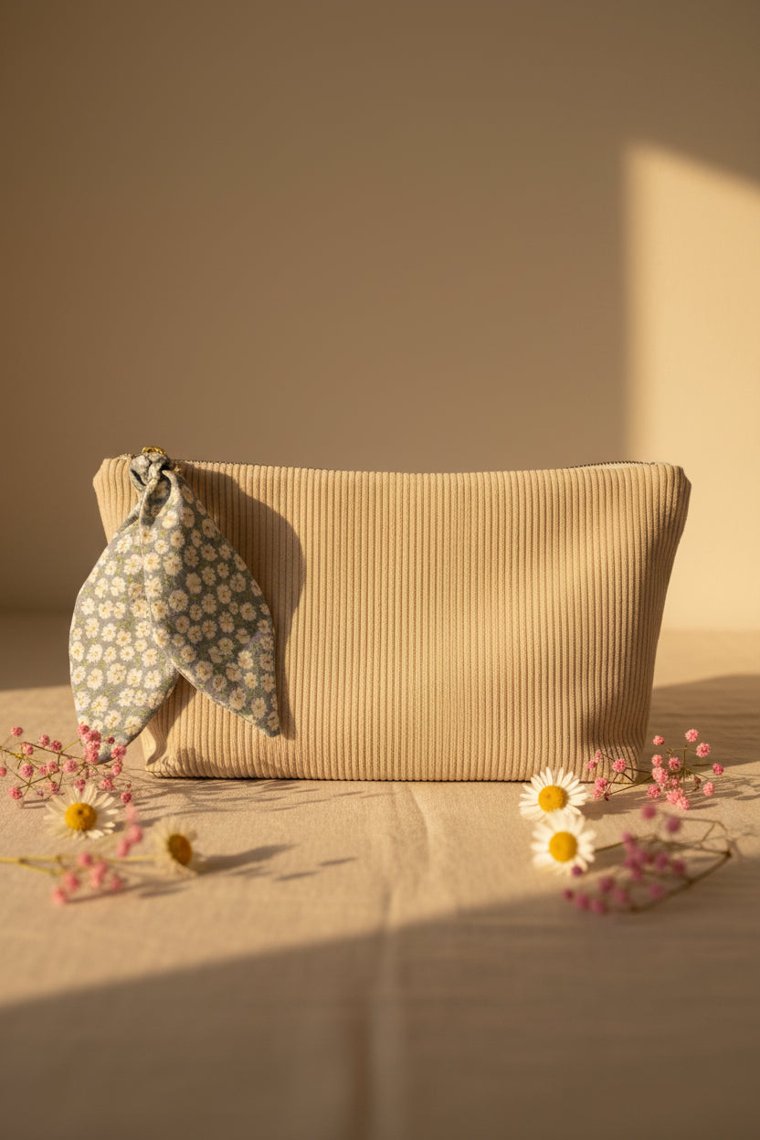 Trousse "La Éla Velours Liberty Bleu" – Pièce Unique