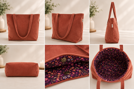 Tote bag Kyoto Ambre en velours côtelé ambre — 6 vues