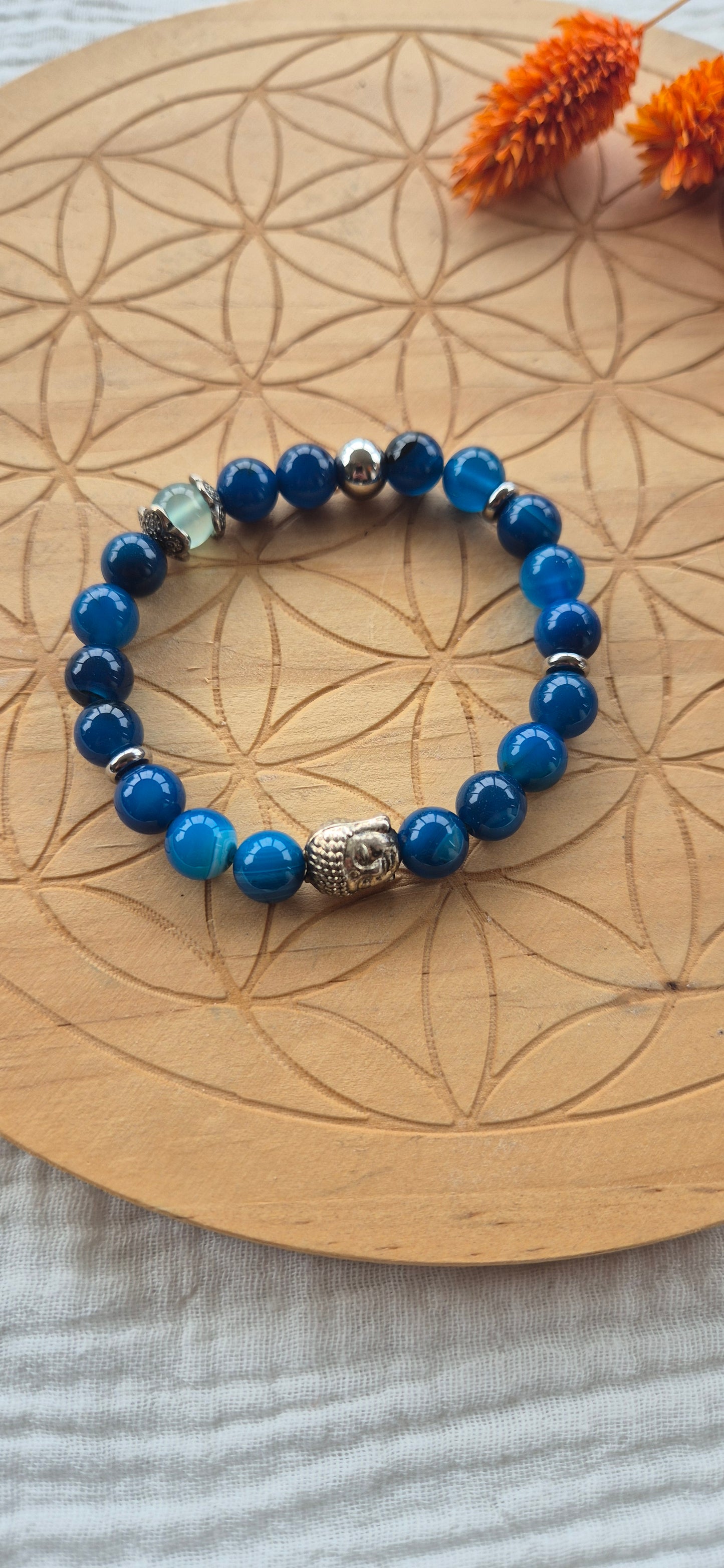 "Depth & Wisdom" Bracelet – Blue Apatite, Amazonite & Buddha