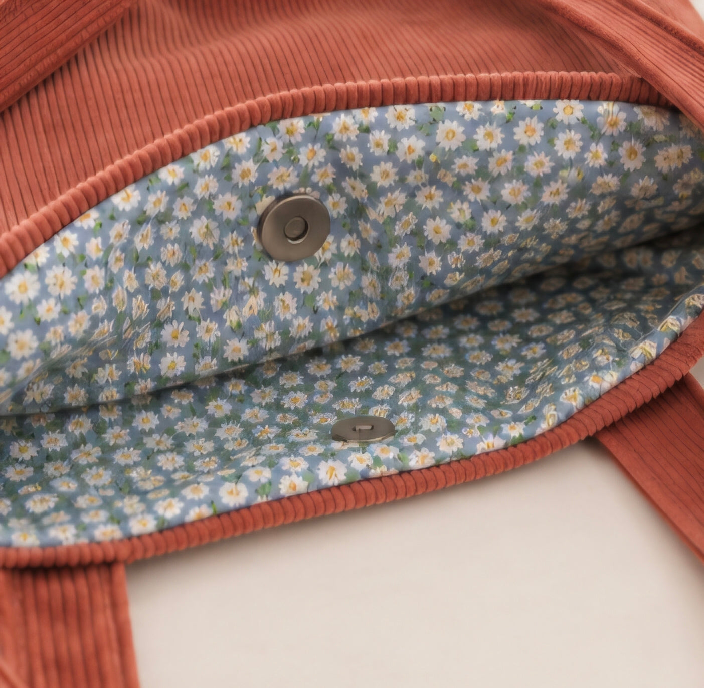 Kyoto Aki — Tote bag en velours côtelé terracotta | Pièce unique