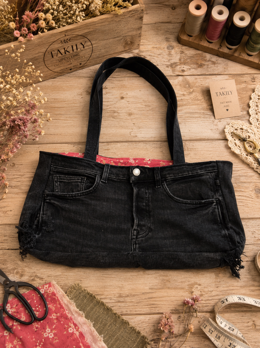 Le Brooklyn Street – Sac Upcyclé en Jean Noir