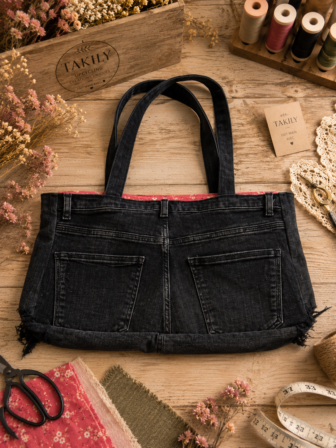 Le Brooklyn Street – Sac Upcyclé en Jean Noir