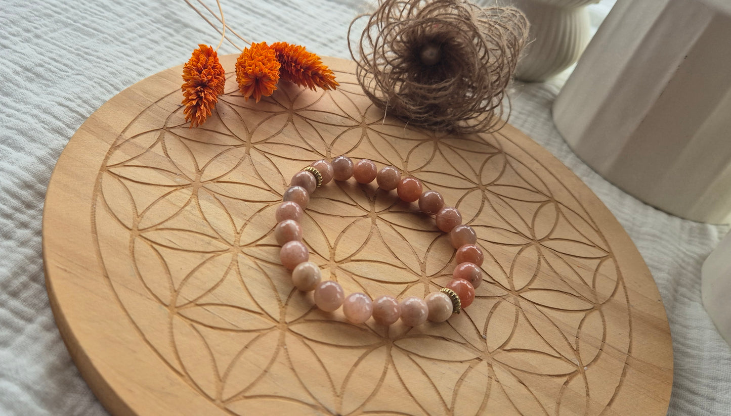 "Sun & Moon" Bracelet – Sunstone & Pink Moonstone